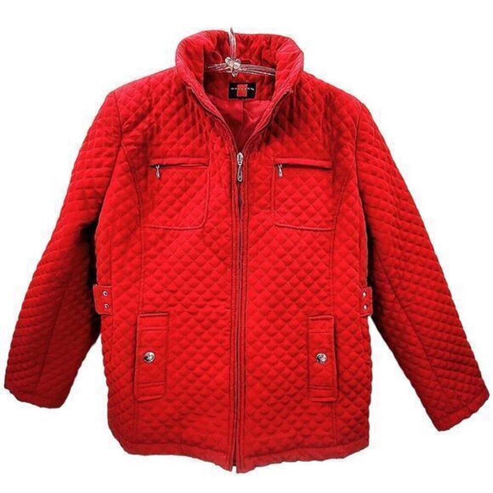Gallery Red Quilted Zipper Preppy Barn Jacket